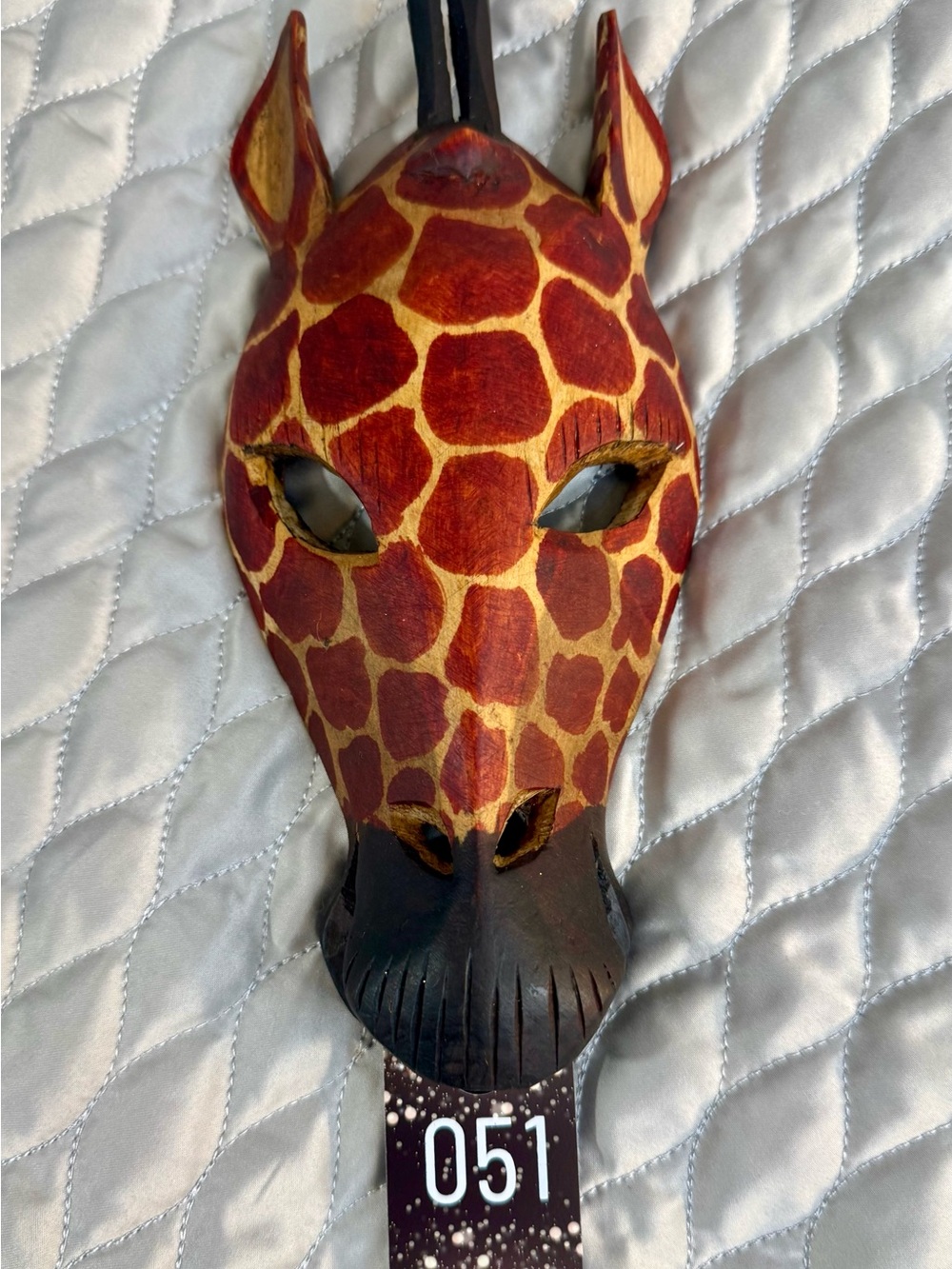 Handcrafted Giraffe Wall Mask — Red & Cream Decorative Accent - Picture 6 of 6